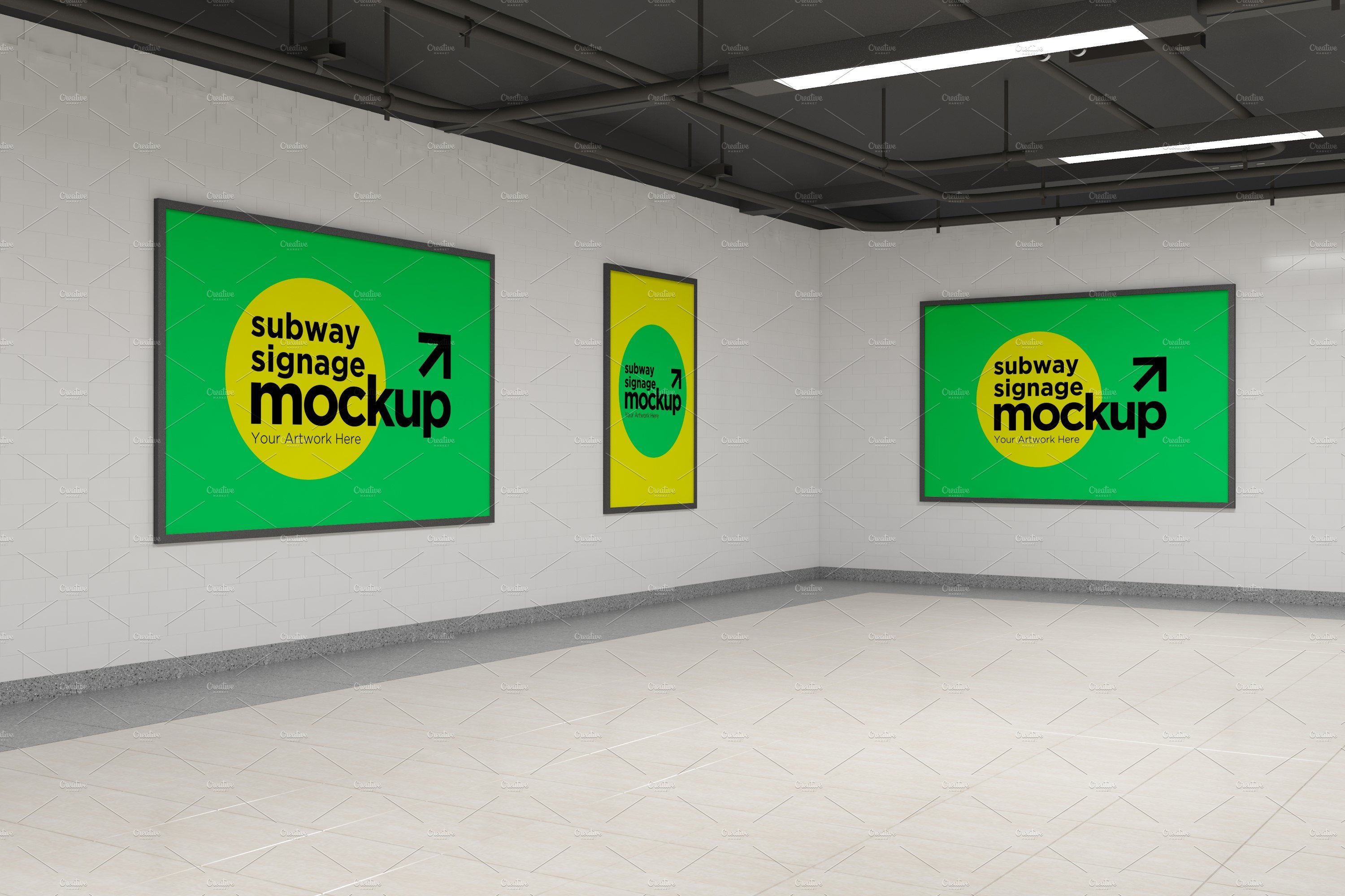 Subway Three Sign Mockup cover image.