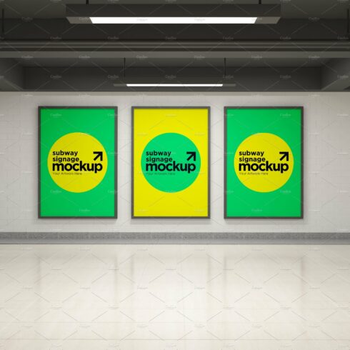 Subway Three Sign Mockup cover image.