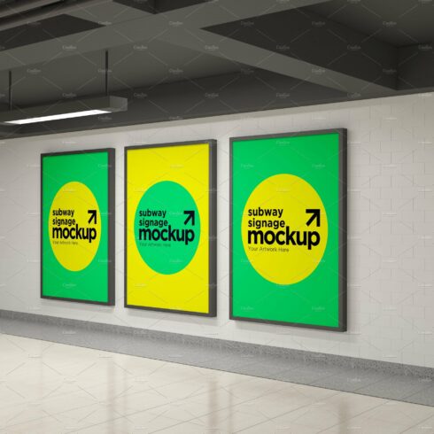 Subway Three Sign Mockup cover image.