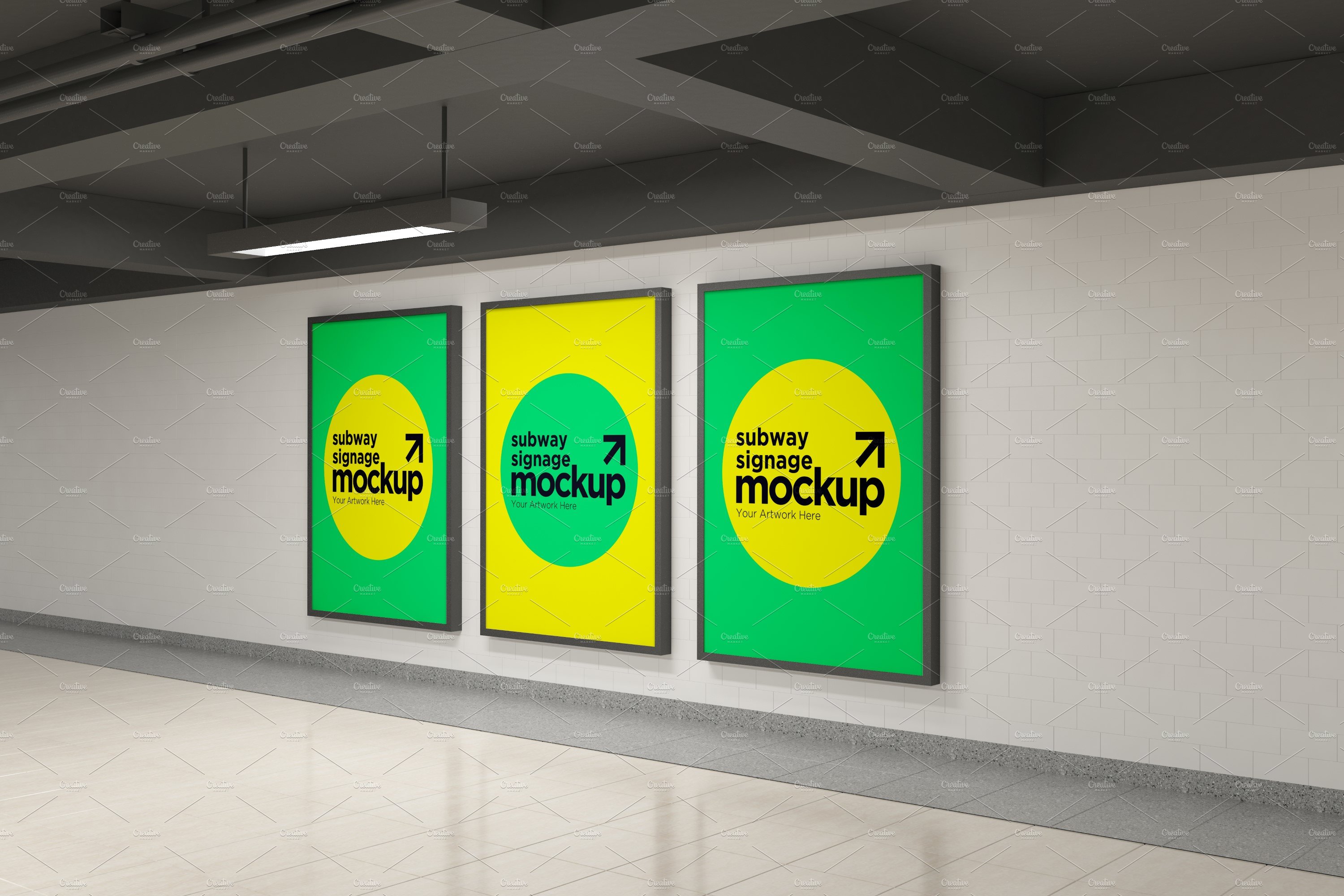 Subway Three Sign Mockup cover image.