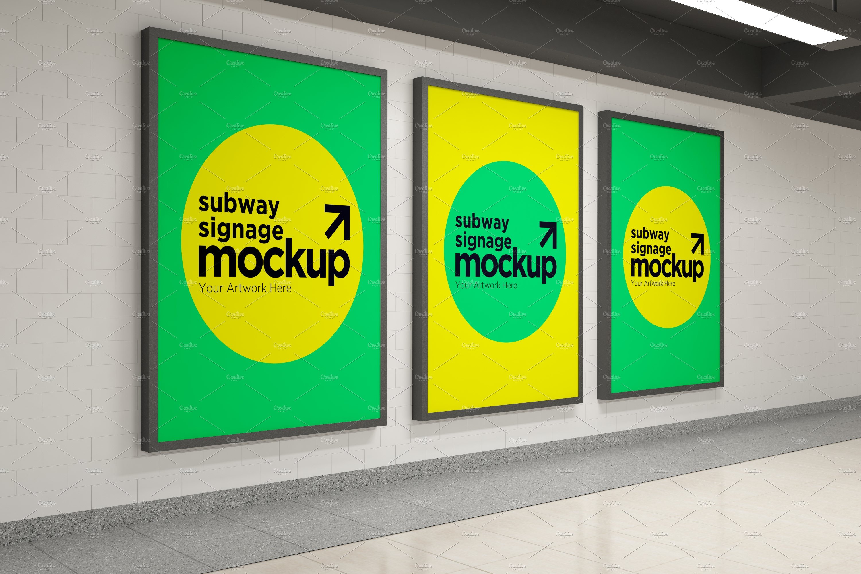 Subway Three Sign Mockup cover image.