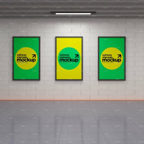 Subway Three Sign Mockup cover image.