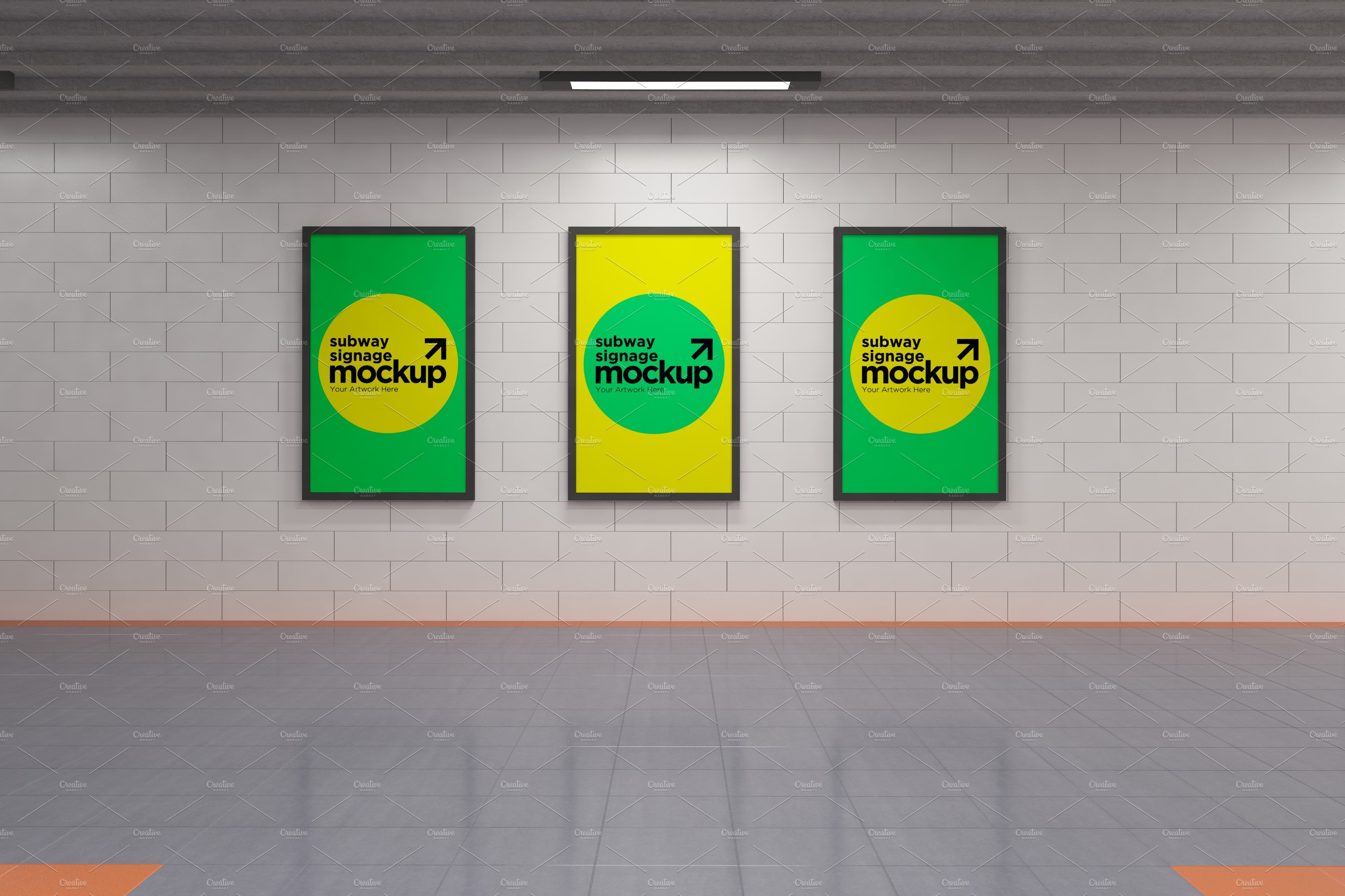 Subway Three Sign Mockup cover image.