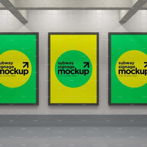 Subway Three Sign Mockup cover image.