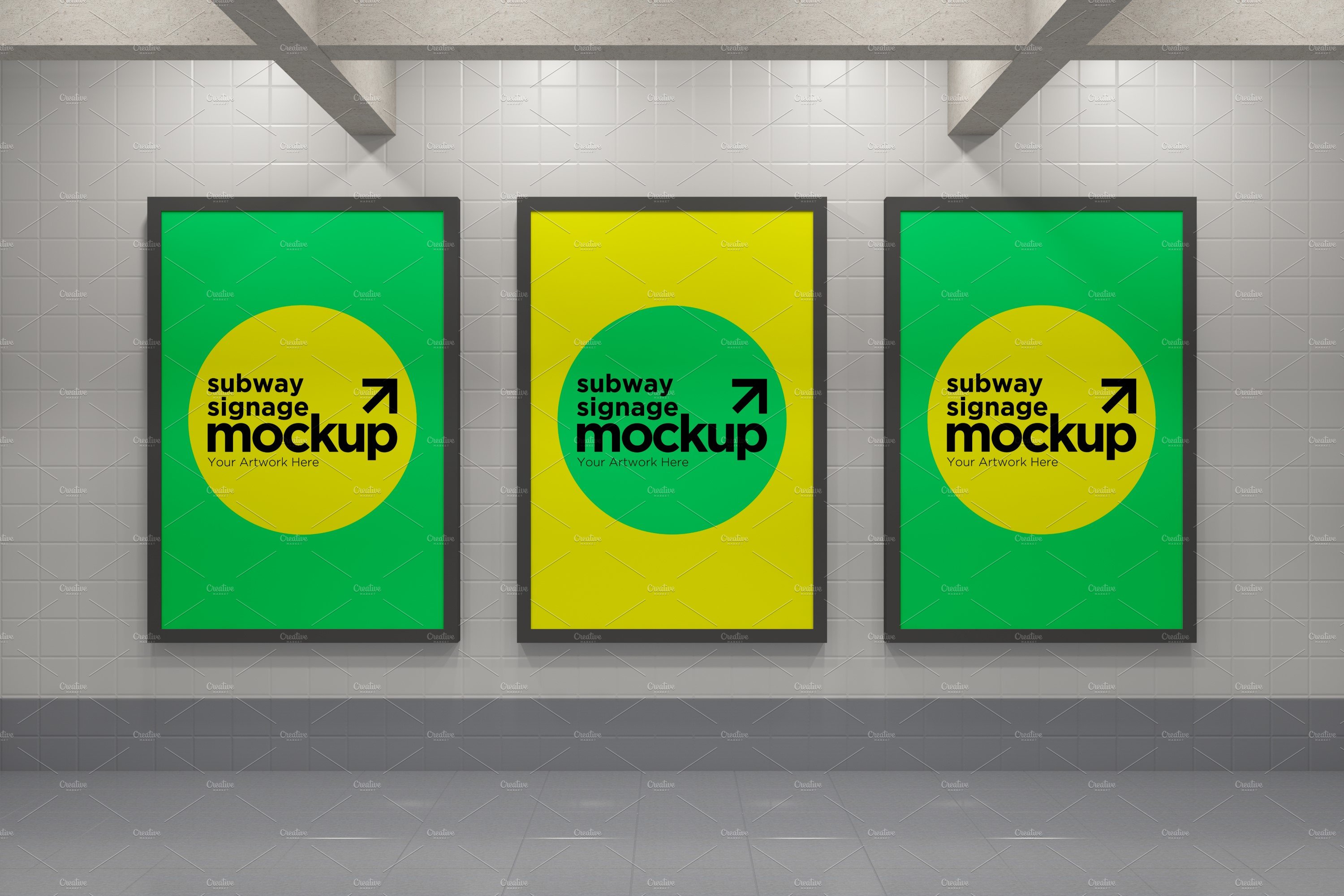 Subway Three Sign Mockup cover image.