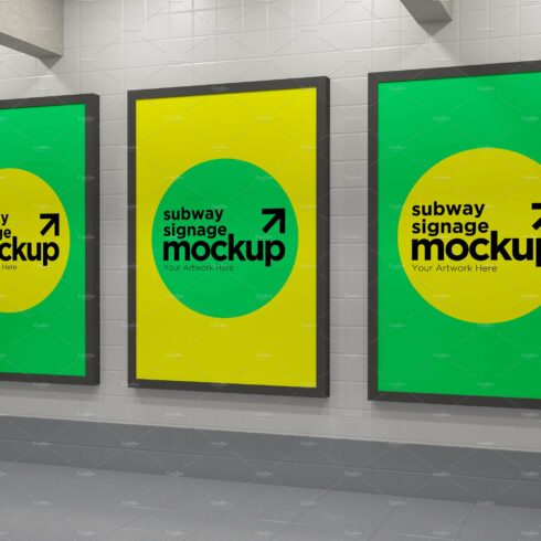 Subway Three Sign Mockup cover image.