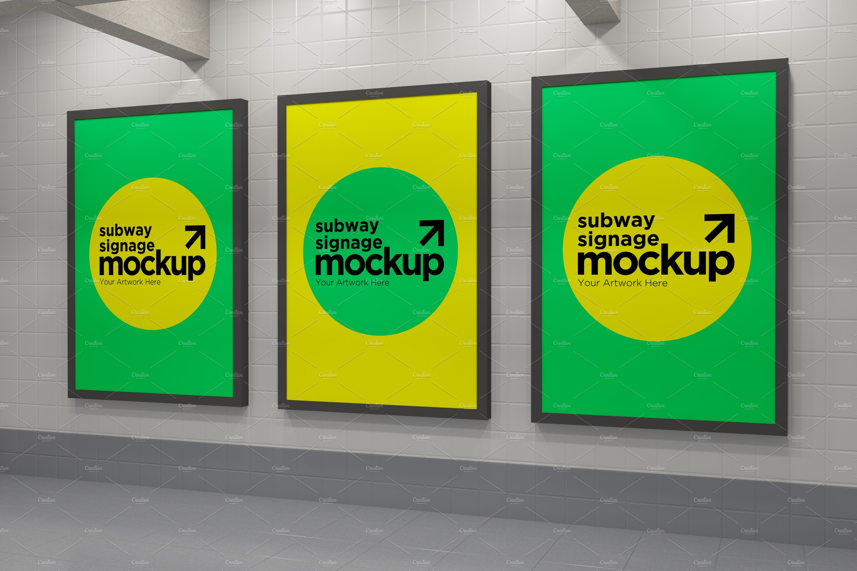 Subway Three Sign Mockup cover image.