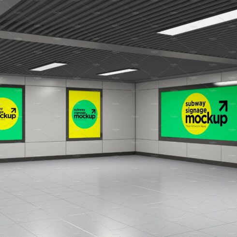 Subway Three Sign Mockup cover image.