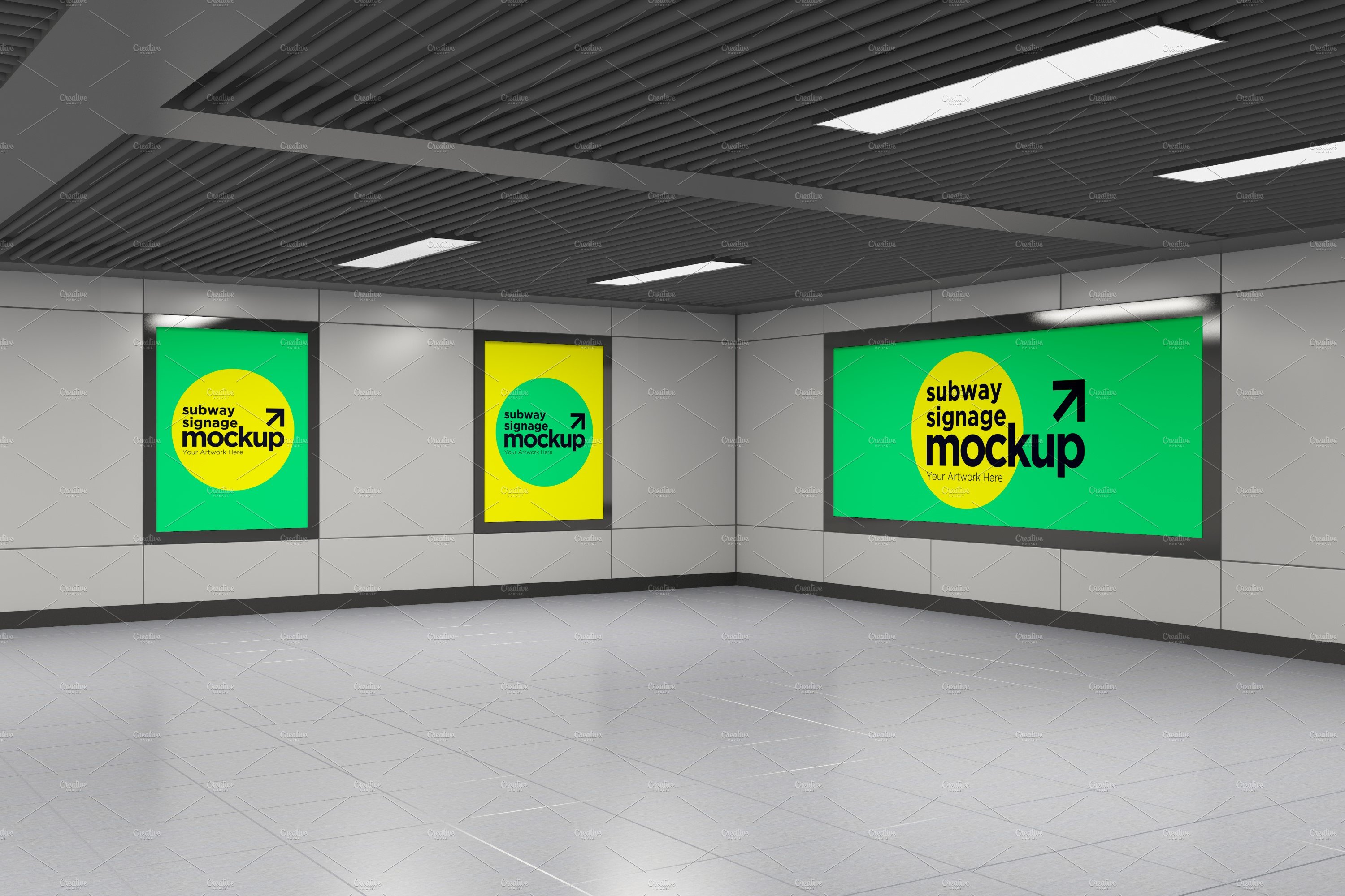 Subway Three Sign Mockup cover image.