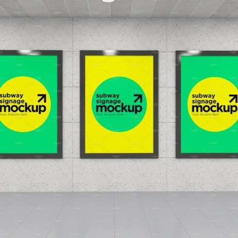 Subway Three Sign Mockup cover image.