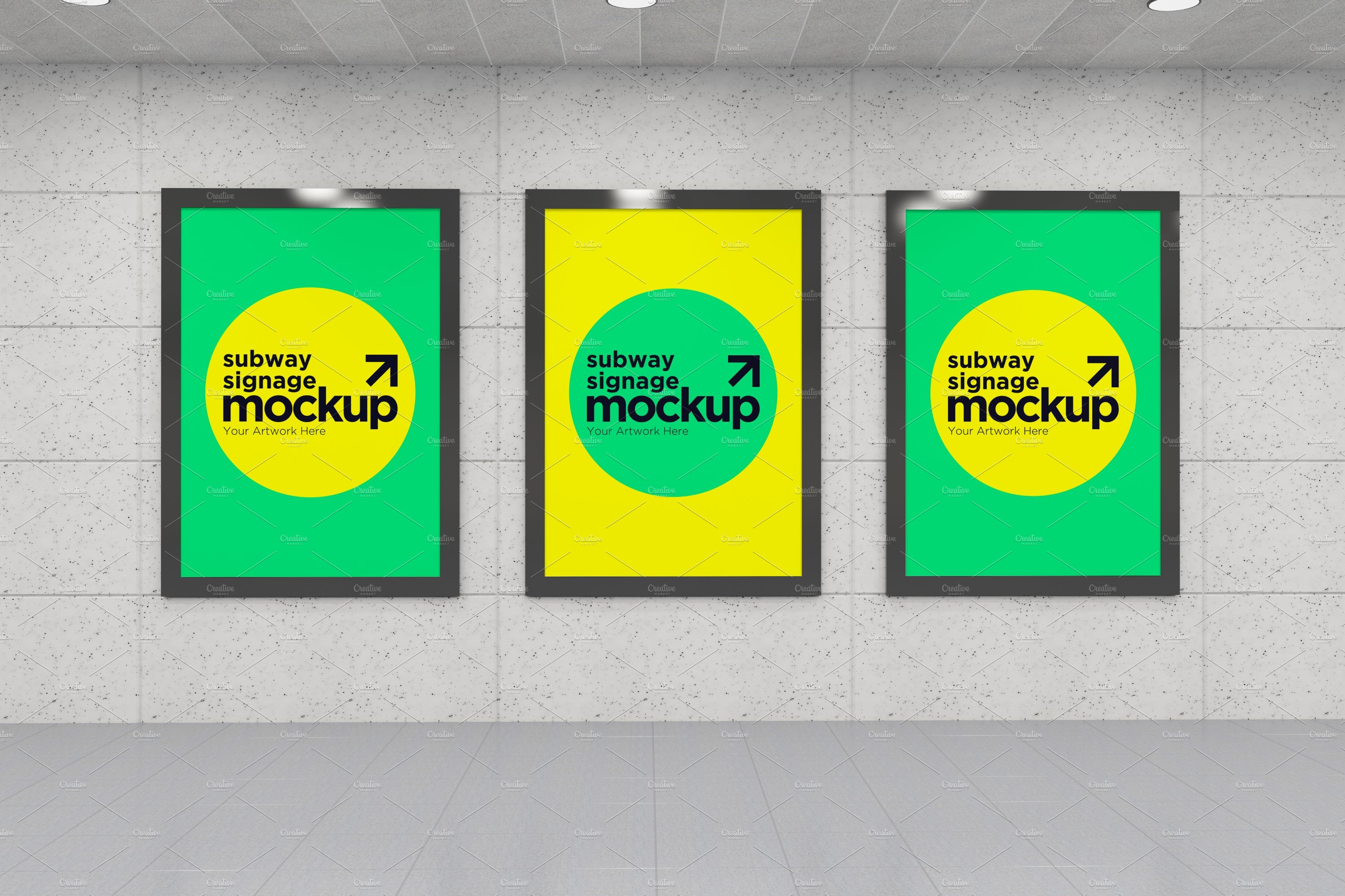 Subway Three Sign Mockup cover image.