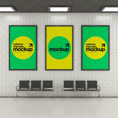 Subway Three Sign Mockup cover image.