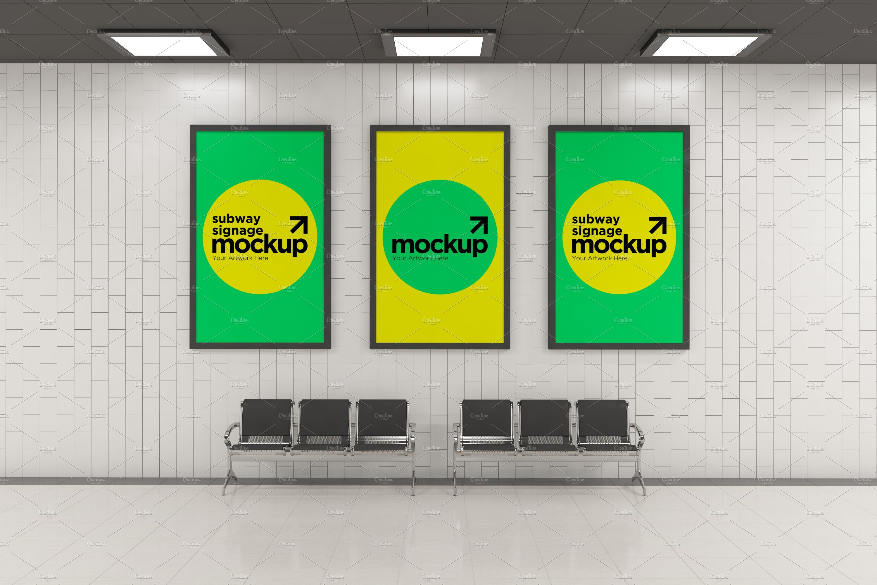 Subway Three Sign Mockup cover image.