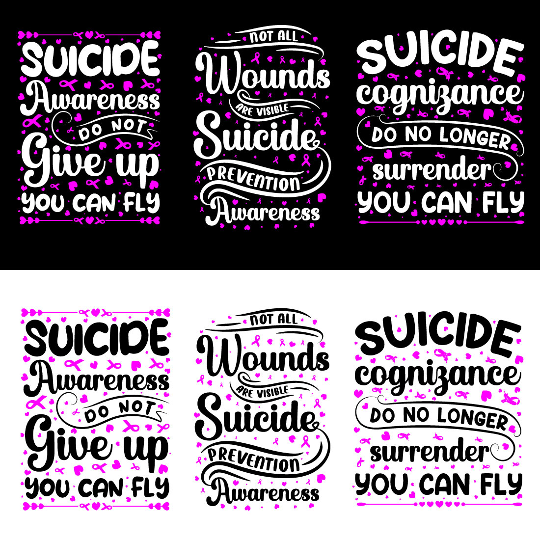 This is a Suicide awareness t-shirt design Bundle preview image.
