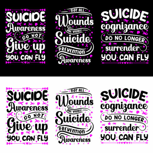 This is a Suicide awareness t-shirt design Bundle cover image.