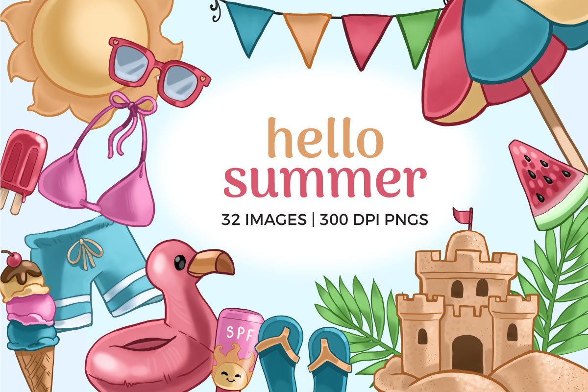 Summer Clipart Illustrations cover image.