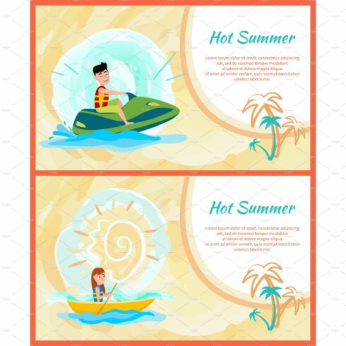 Hot Summer Text Sample Set Vector cover image.