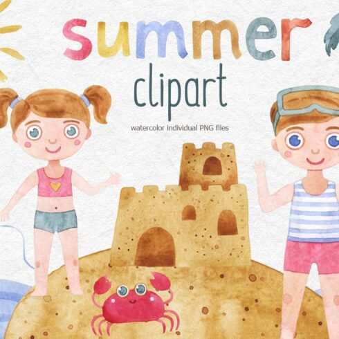 Summer beach clipart cover image.