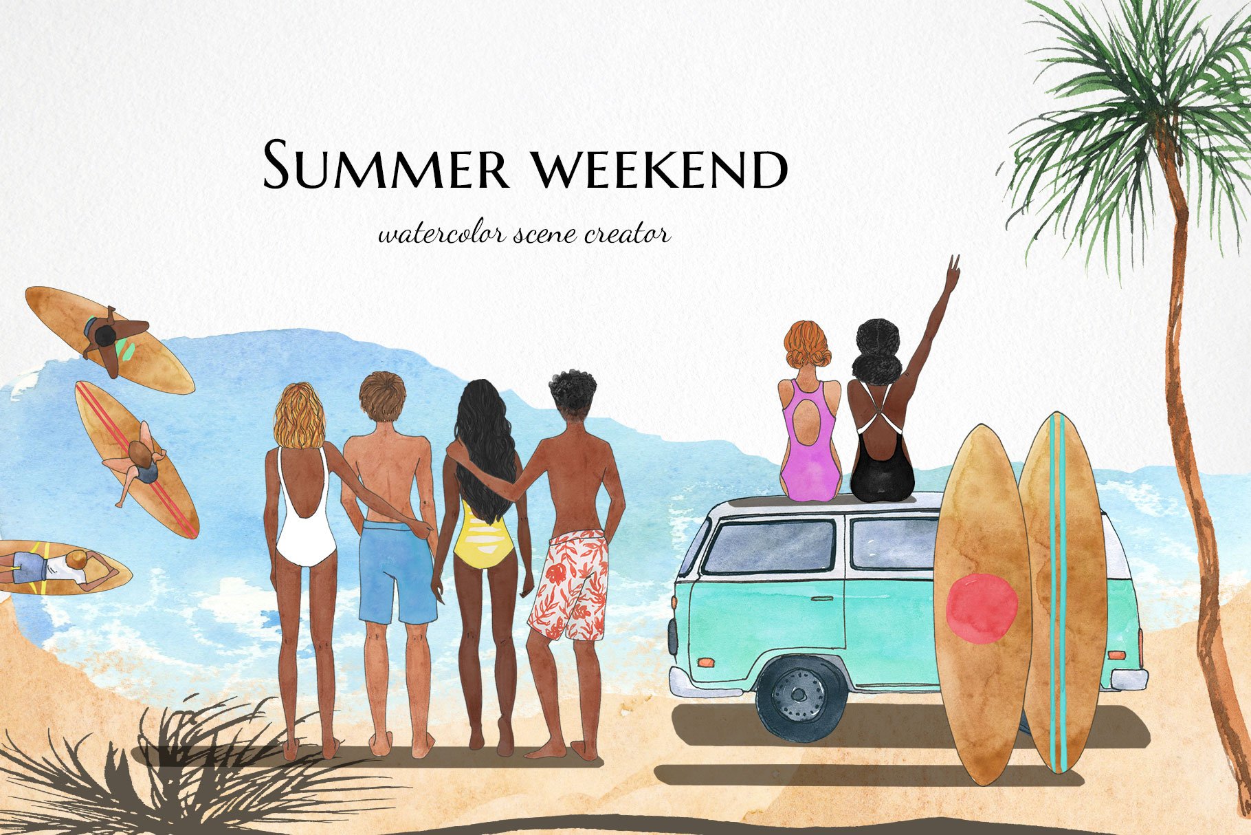 watercolor summer beach clipart – MasterBundles