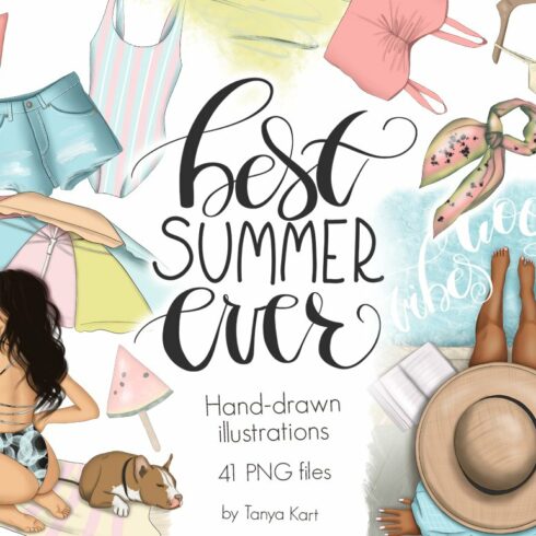 Best summer Ever Clipart & Patterns cover image.