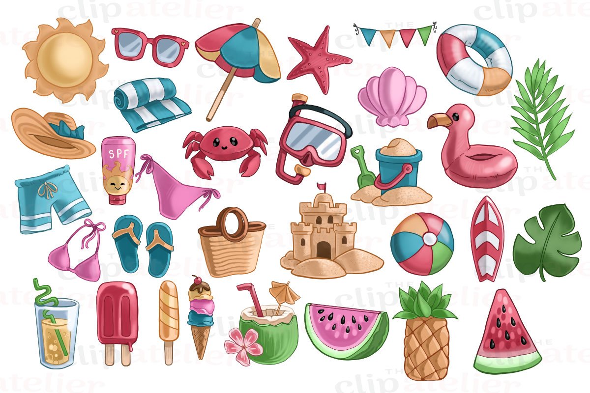 Summer Clipart Illustrations preview image.