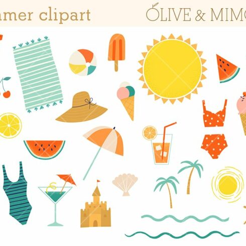 Summer Beach Clipart Set cover image.
