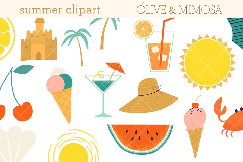 Summer Beach Clipart Set preview image.