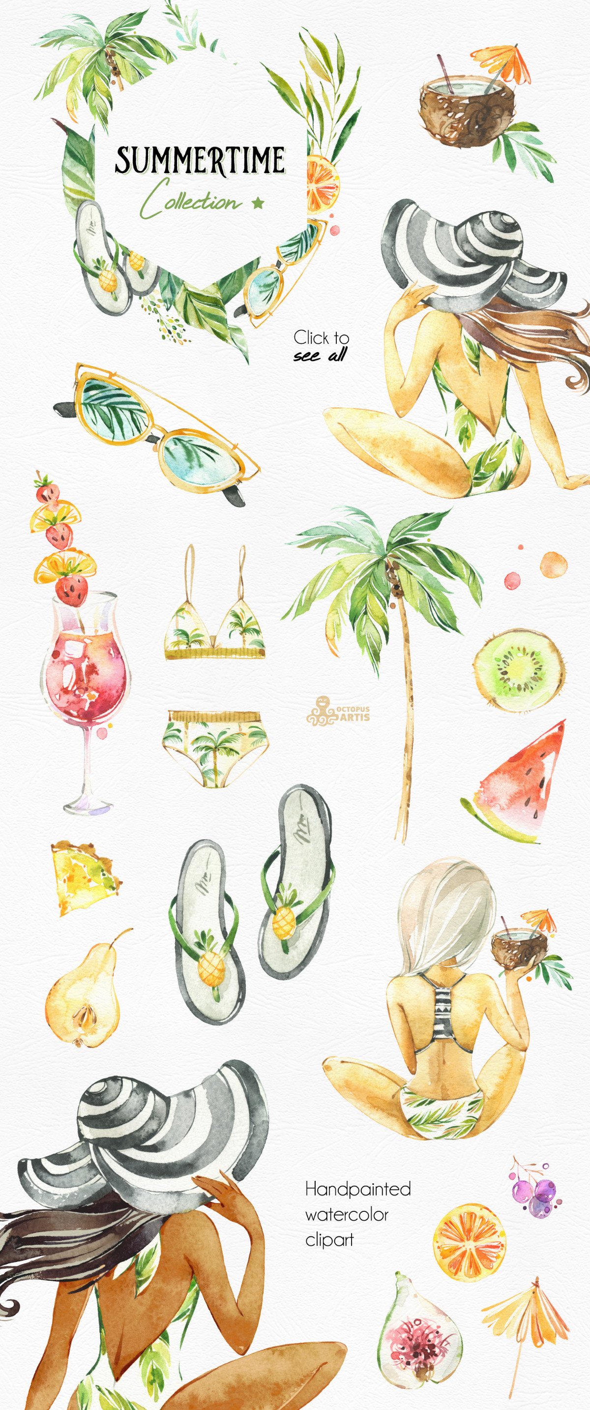 Summertime. Watercolor Collection. preview image.