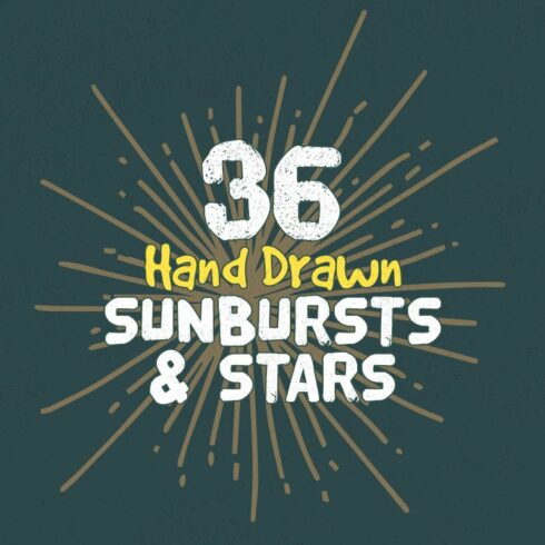 36 Hand Drawn Sunbursts & Stars cover image.