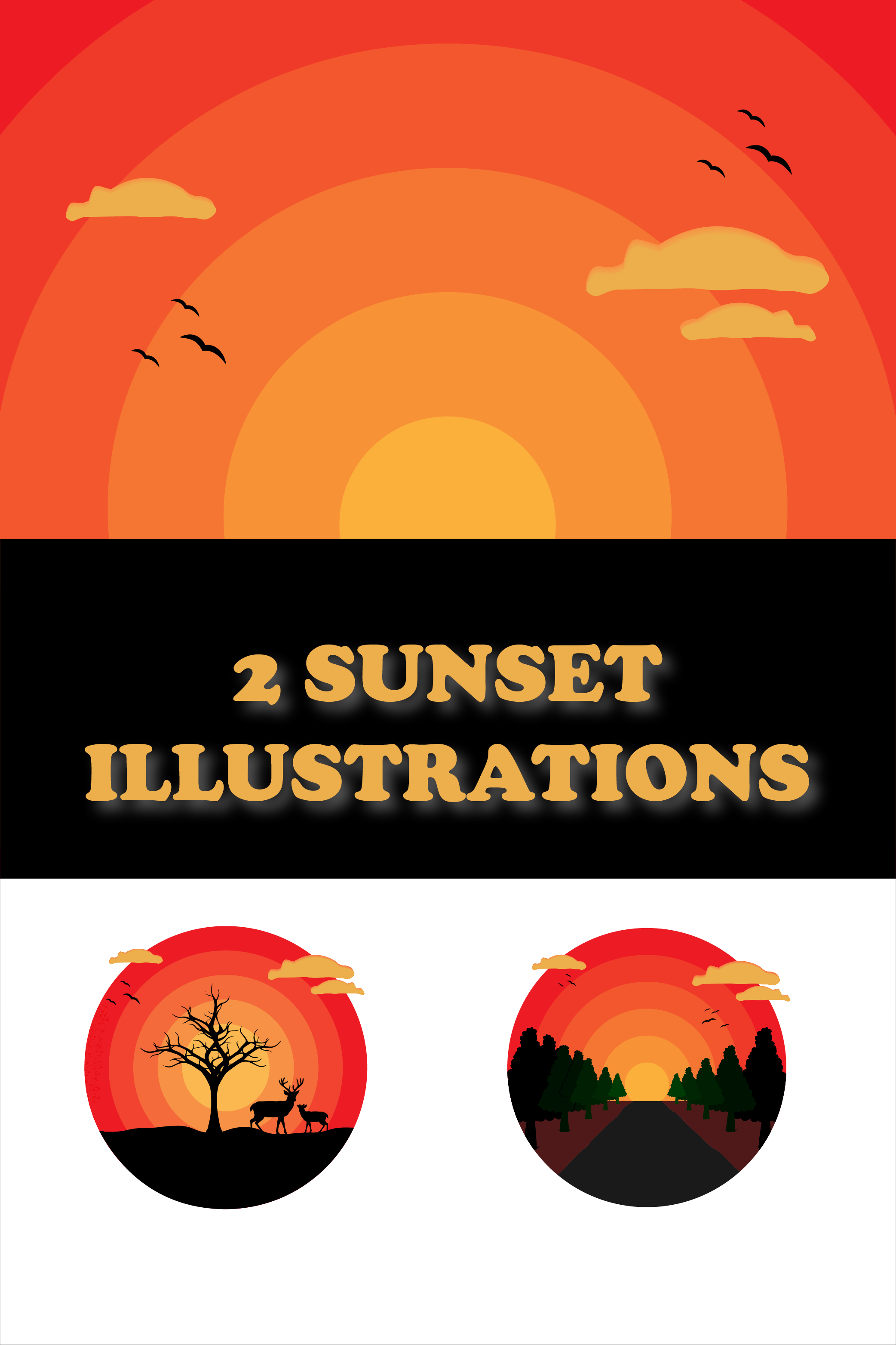2 sunset illustrations pinterest preview image.