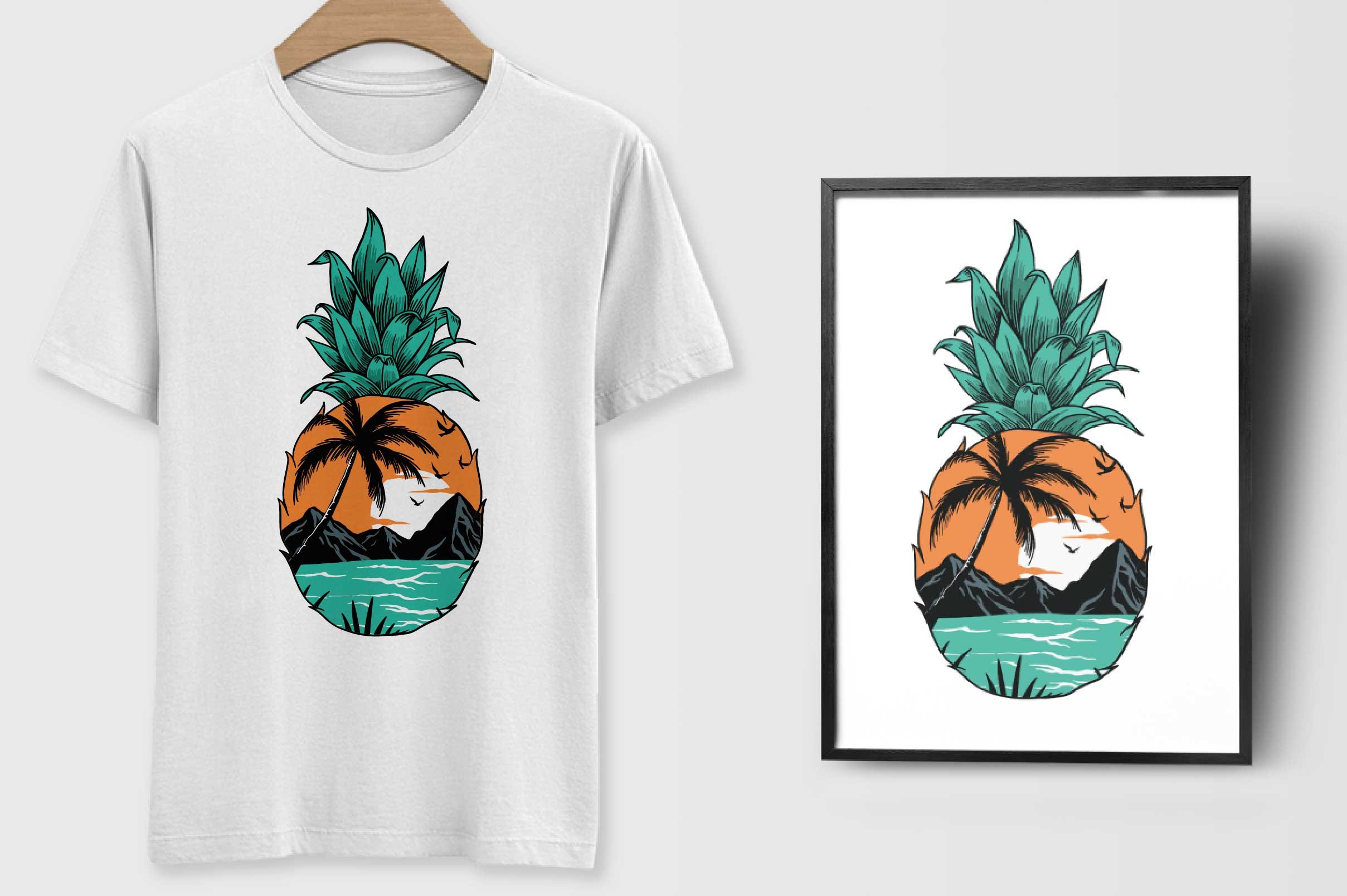 Pineapple sunset vector illustration preview image.