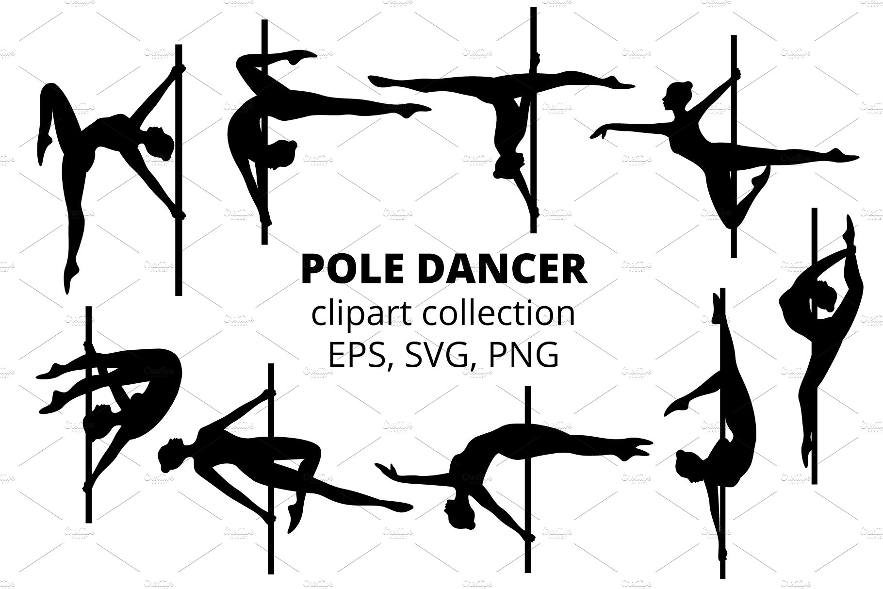 Pole Dancer Cliparts (EPS, SVG, PNG) cover image.