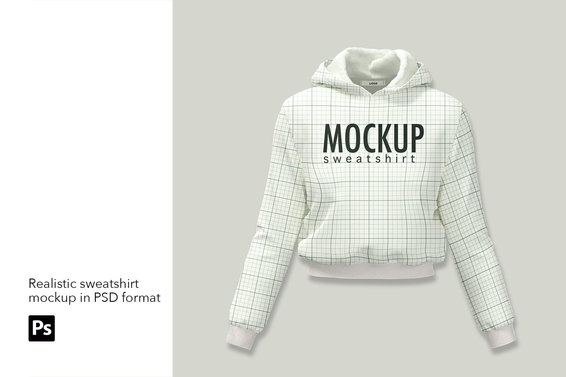 Mockup of a short hooded sweatshirt. preview image.