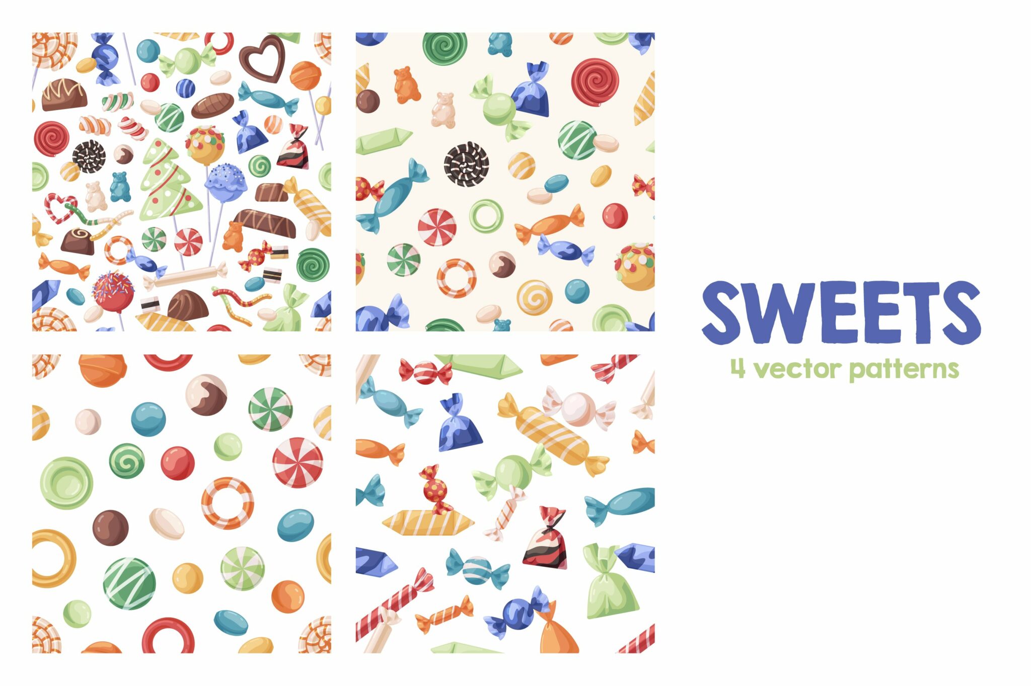 Sweets & candies seamless patterns – MasterBundles
