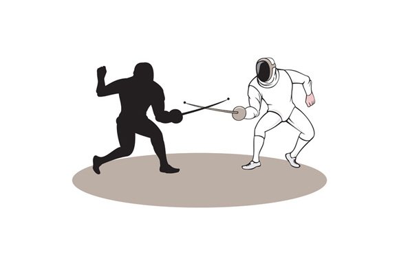 Swordsmen Fencing Isolated Cartoon cover image.
