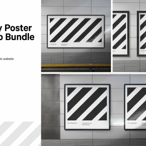 3x Subway poster mockup bundle cover image.