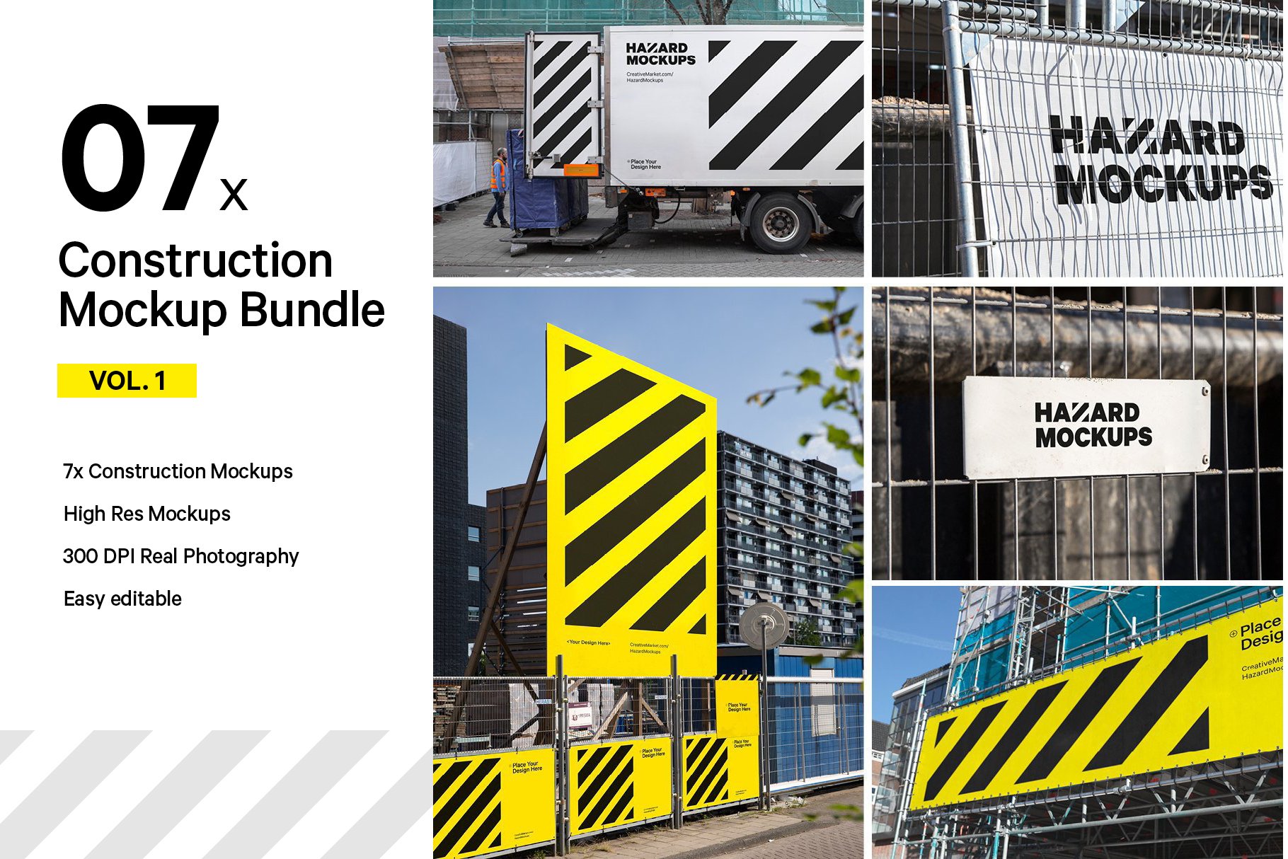 7x Construction Mockup Bundle Vol.1 cover image.