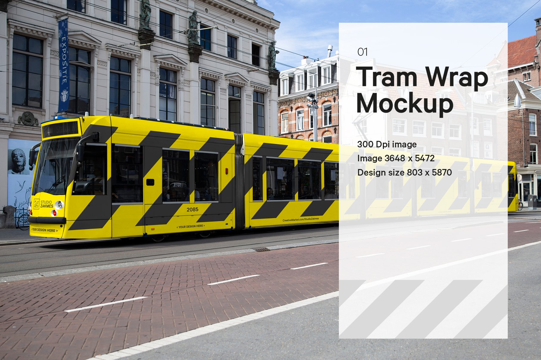 City Tram Wrap Mockup cover image.
