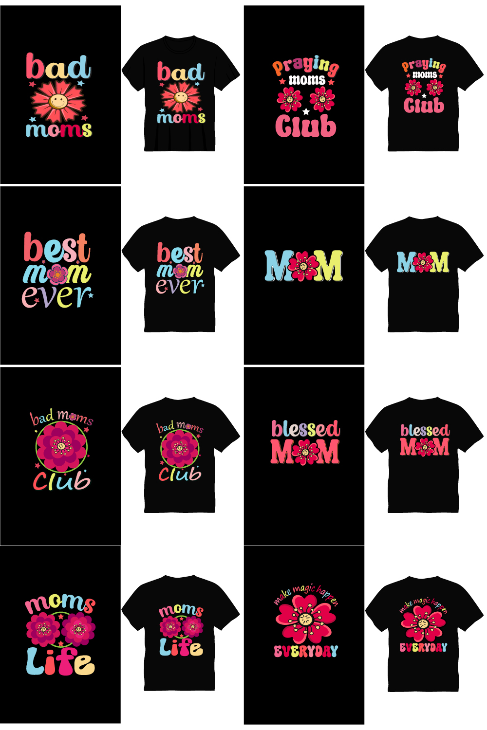 Mom T-Shirt Design Bundle pinterest preview image.