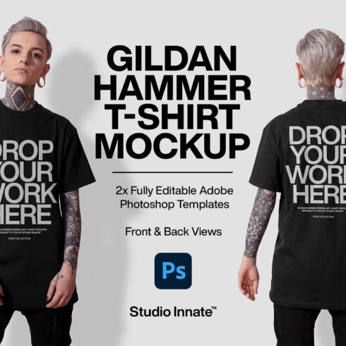 Gilden Hammer T-Shirt Modelled cover image.