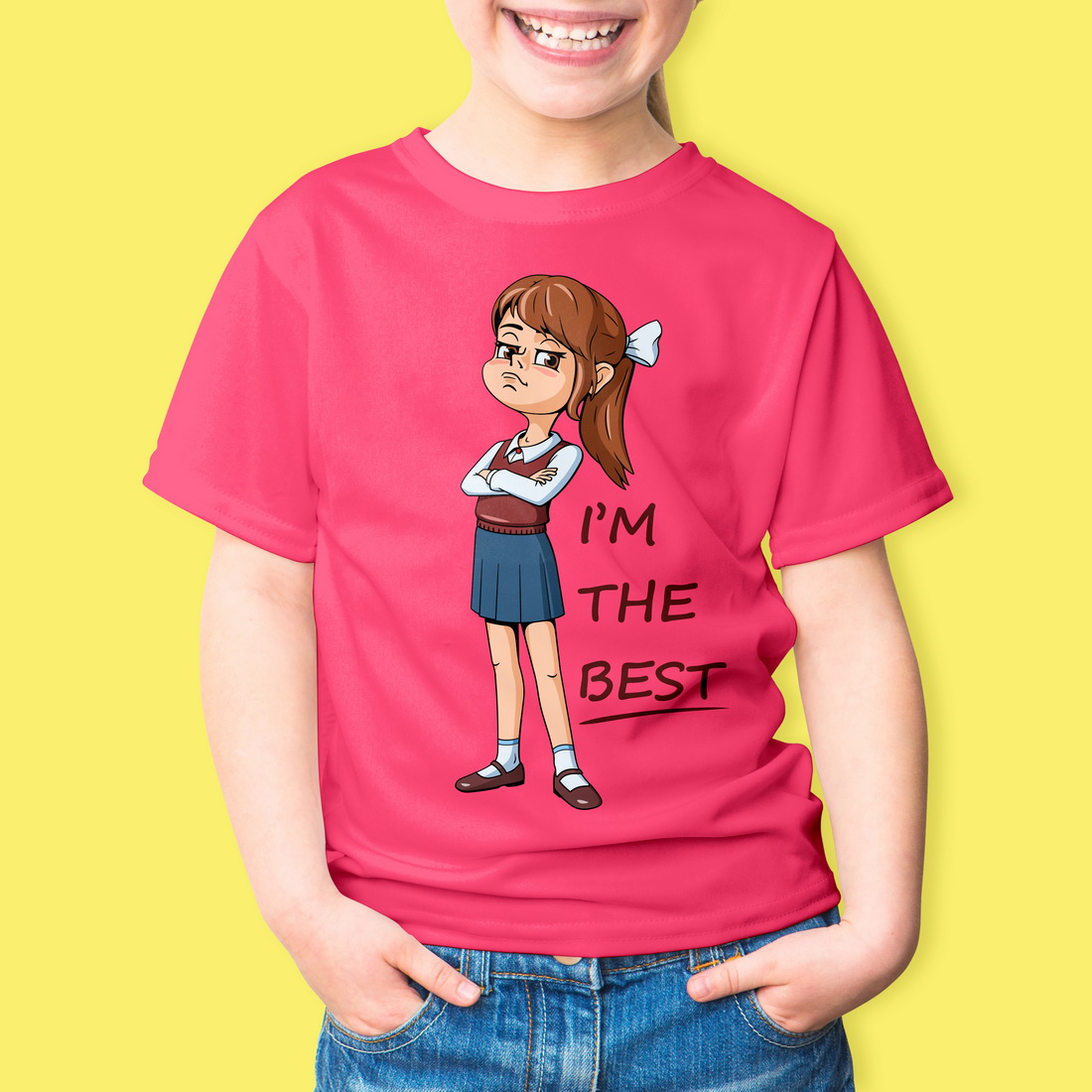 The Best Schoolgirl Sublimation Kids T-Shirt Design preview image.