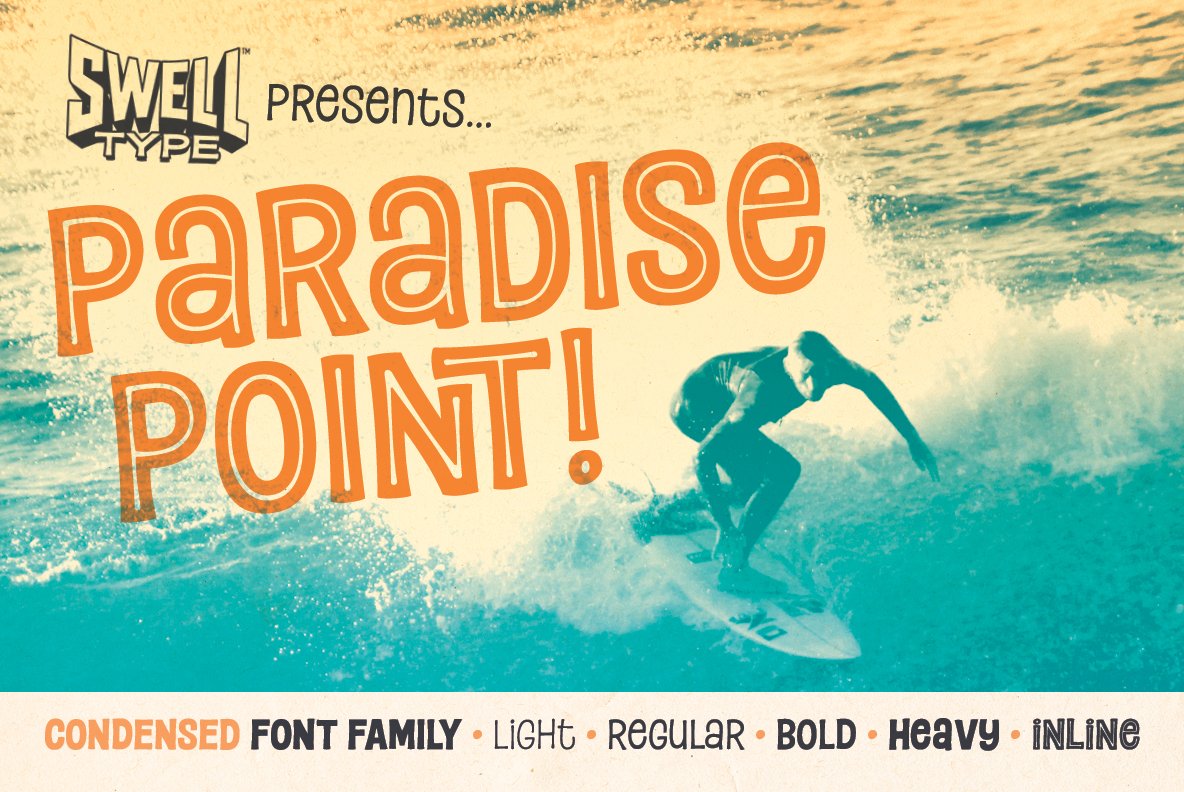 Paradise Point Condensed surf font cover image.