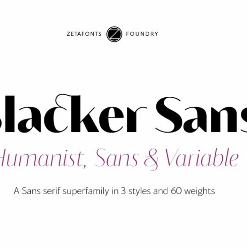 Blacker Sans - 60 + 3 variable fonts cover image.