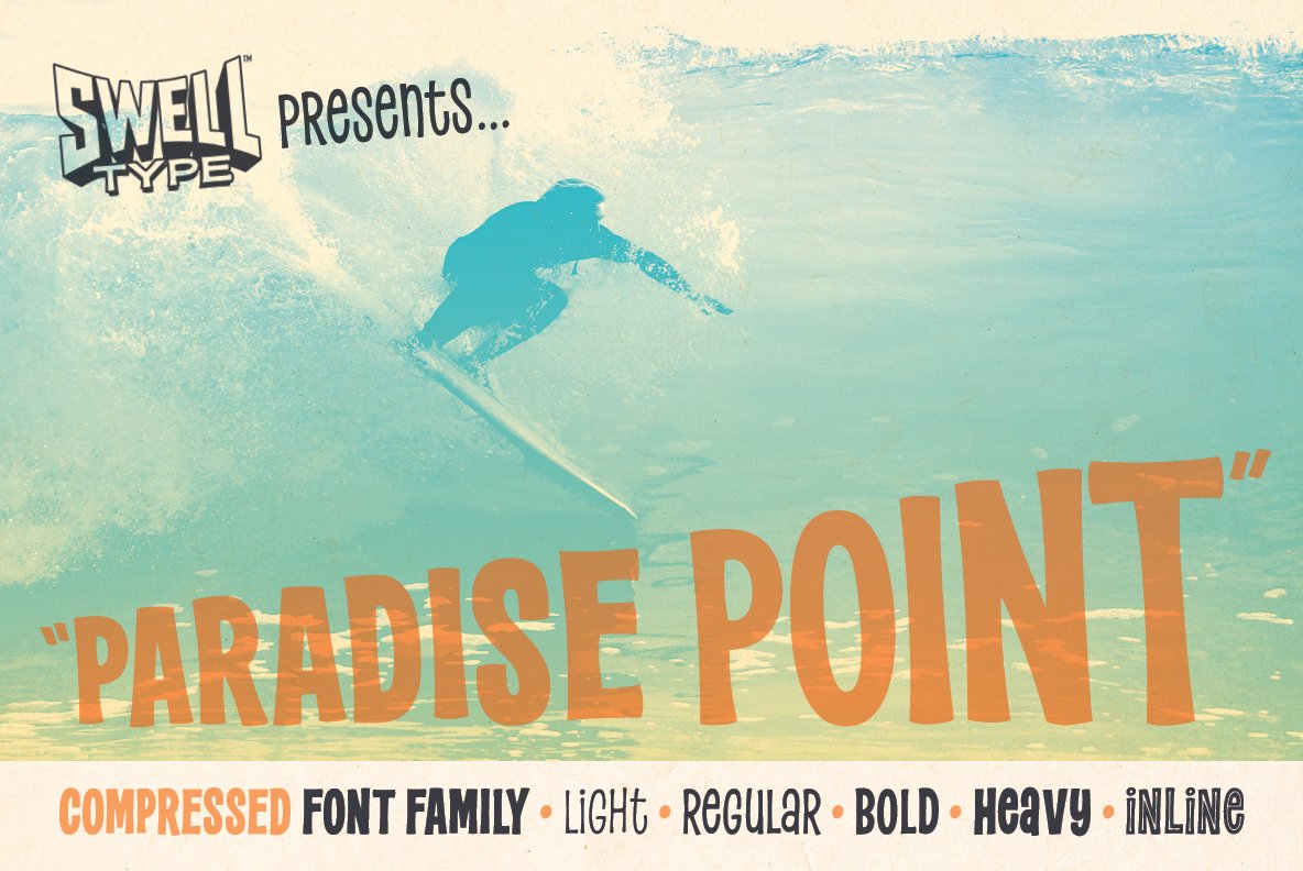 Paradise Point Compressed surf font cover image.