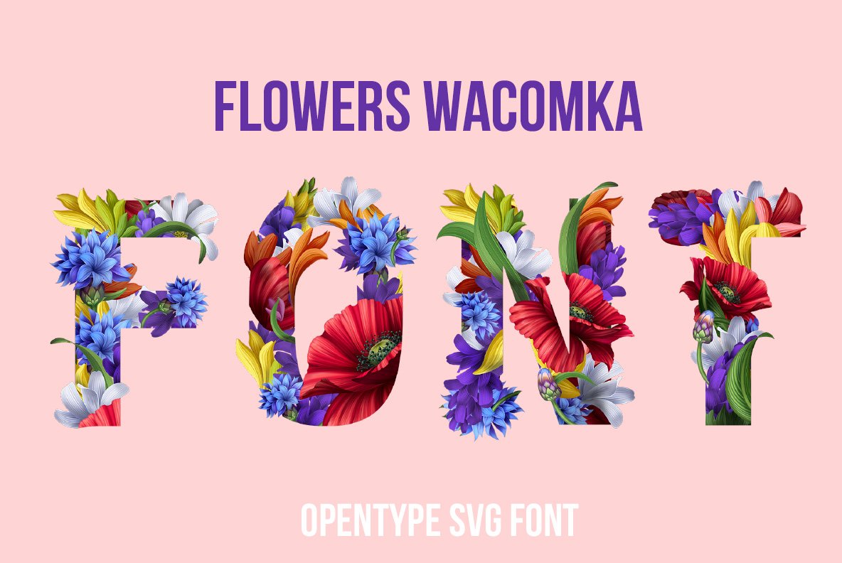 Flowers Wacomka Font cover image.