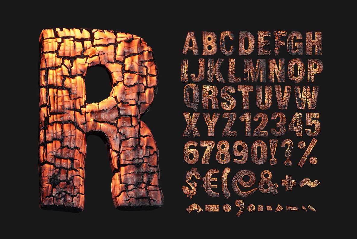 Burning Wood Font preview image.