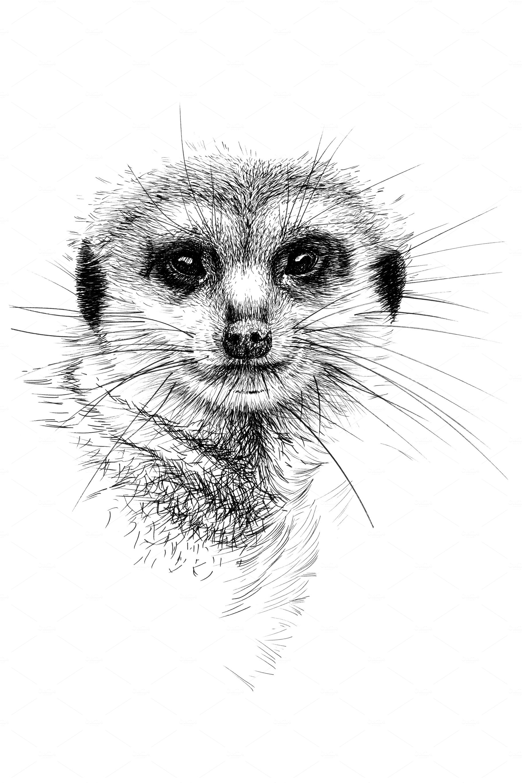 Hand drawn meerkat portrait, sketch cover image.