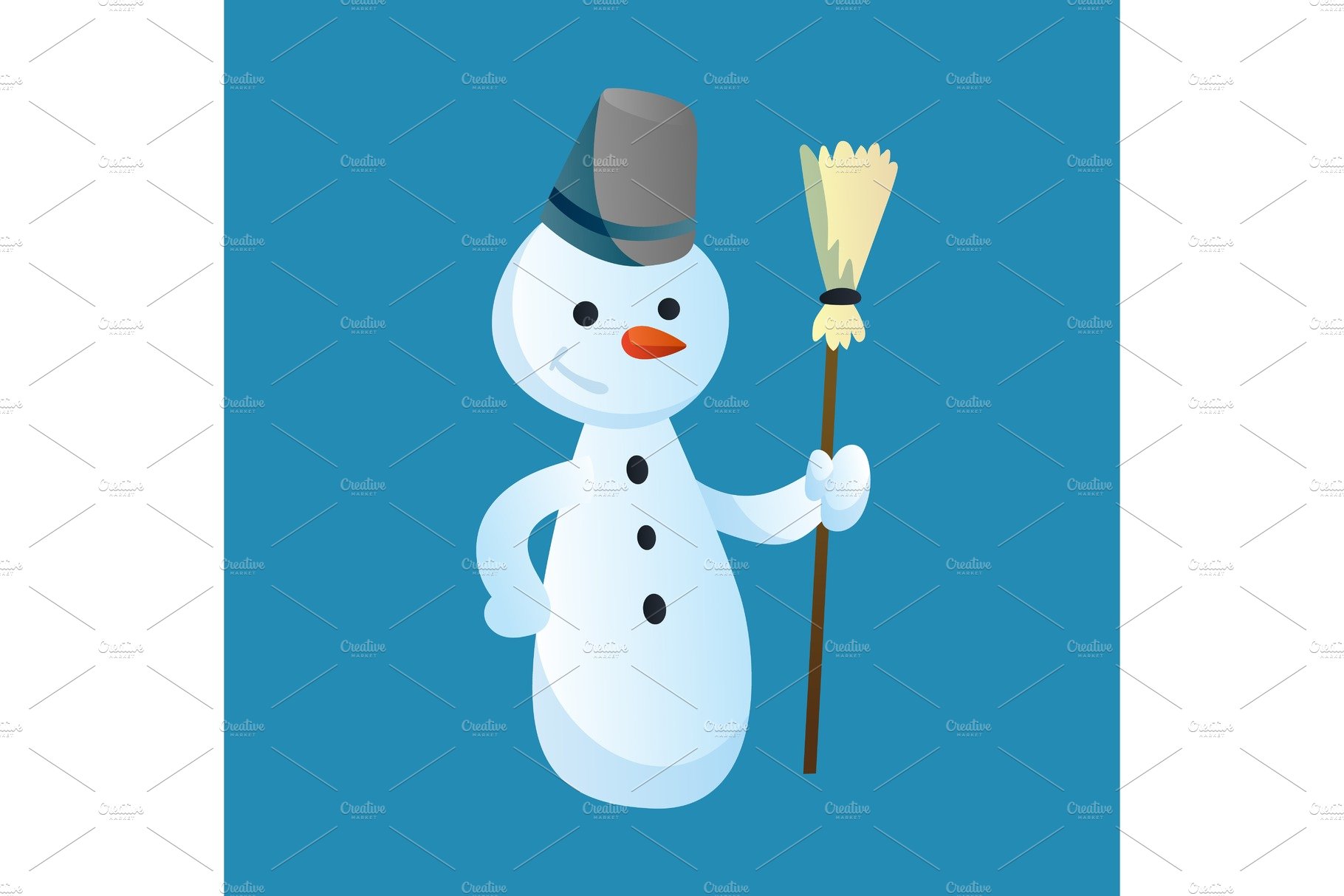 Snowman holds a broom in his hand cover image.