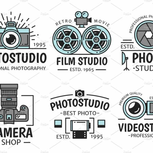Photography and film vector icons cover image.