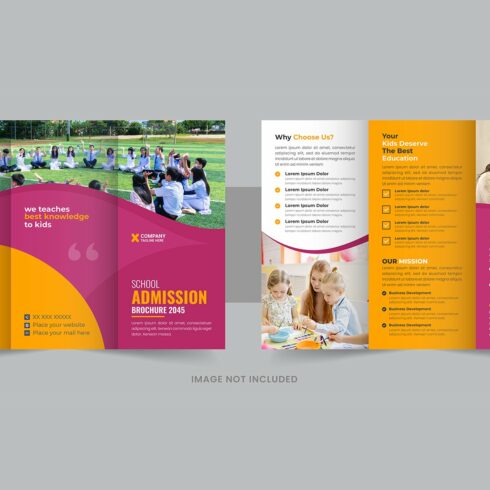 School Admission Trifold Brochure cover image.